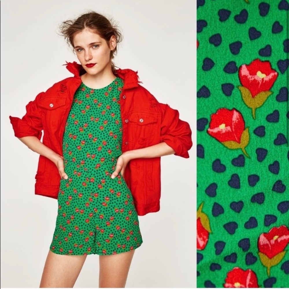 Zara heart & floral printed romper